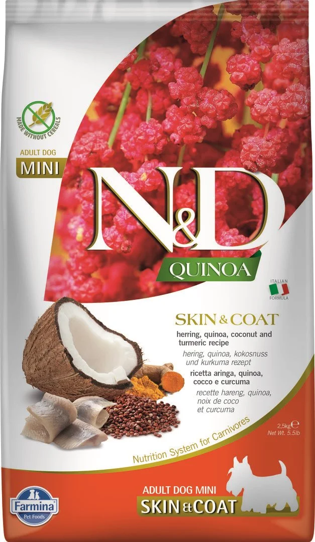 N&D QUINOA DOG Skin & Coat Herring & Coconut Mini 2,5 kg granúl pre psov