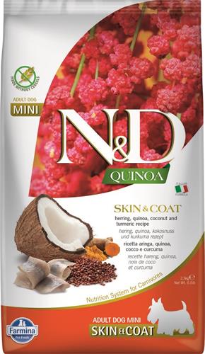 N&D QUINOA DOG Skin & Coat Herring & Coconut Mini 2,5kg granule pro psy