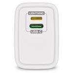 Nabíjací adaptér CONNECT IT DUPLEX 1xLightning + 1×USB-C, 20W, kábel 27W, BIELY