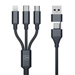 Nabíjací kábel 3mk – Hyper Cable 3 v 1 A/C na C/Micro/Lightning 1,5 m, čierny