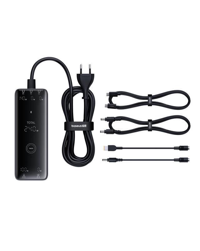 Nabíjacia stanica Baseus GaN Digital 240W 3xUSB-C, 1xUSB, 1xDC čierna