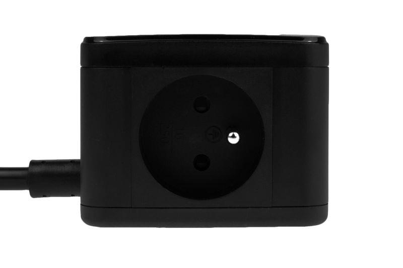 Nabíjacia stanica Huslog 12W 2xzásuvka, 2xUSB-C, 1xUSB čierna