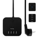 Nabíjacia stanica Huslog 12W 3xzásuvka, 4xUSB čierna