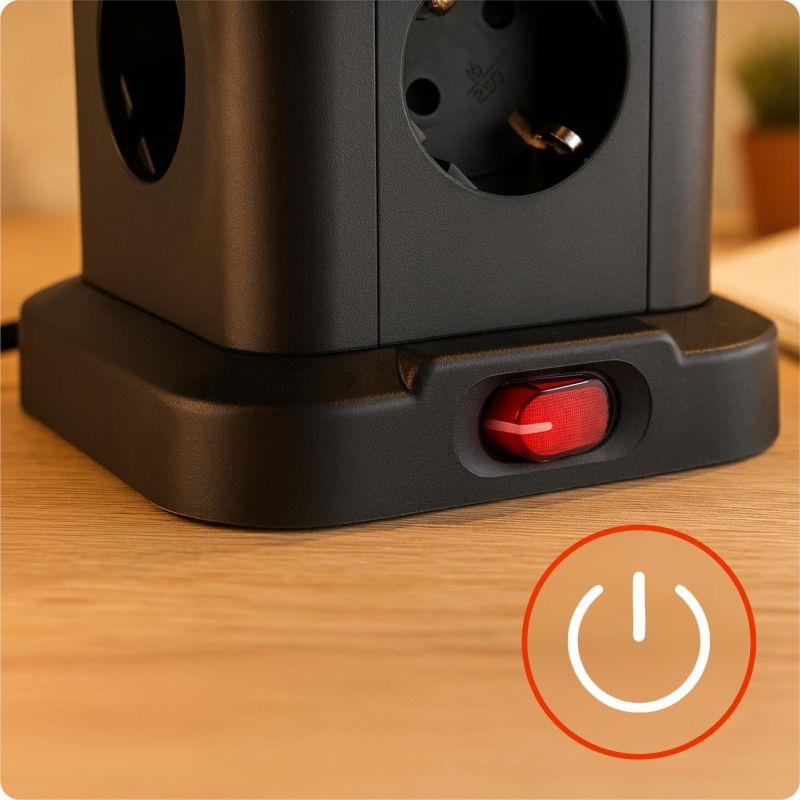 Nabíjacia stanica Huslog 15W 12xzásuvka, 2xUSB-C, 2xUSB čierna