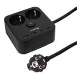 Nabíjacia stanica Huslog 15W 2xzásuvka, 2xUSB-C, 2xUSB, 1x držiak na telefón čierna