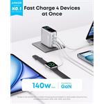 Nabíjačka Anker 140W, 3xUSB-C, 1x USB-A strieborná