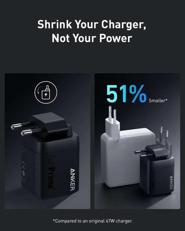 Nabíjačka Anker Prime 67W, 2xUSB-C, 1xUSB-A čierna
