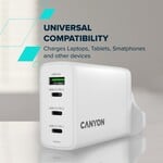Nabíjačka CANYON CUW140ACC GaN 150 W, 3x PD, 1x QC, EÚ, biela