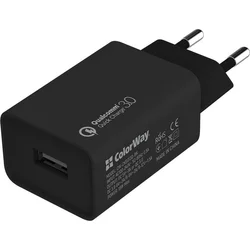Nabíjačka ColorWay AC 1xUSB QC3.0 18W, čierna