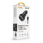 Nabíjačka do auta ALIGATOR s káblom USB-C a výstupom 2xUSB 2,4 A, čierna