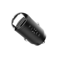 Nabíjačka do auta FIXED s výstupom USB-C a USB-A v miniatúrnom vyhotovení, podpora PD a QC 3.0, 30 W, čierna