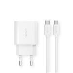 Nabíjačka Epico 20W PD Bundle s káblom USB-C na USB-C 1,2 m - biela