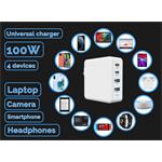 Nabíjačka Viking USB GaN 100 W, podpora PD3.0 a QC4, biela
