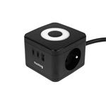 Nabíjecí stanice Huslog 12W 2xzásuvka, 2xUSB-C, 1xUSB černá