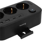 Nabíjecí stanice Huslog 15W 3xzásuvka, 2xUSB-C, 2xUSB, 1x držák na telefon černá