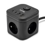 Nabíjecí stanice Huslog 15W 3xzásuvka, 2xUSB-C, 2xUSB černá