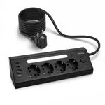 Nabíjecí stanice Huslog 15W 4xzásuvka, 2xUSB-C, 2xUSB, 1x LED světlo černá