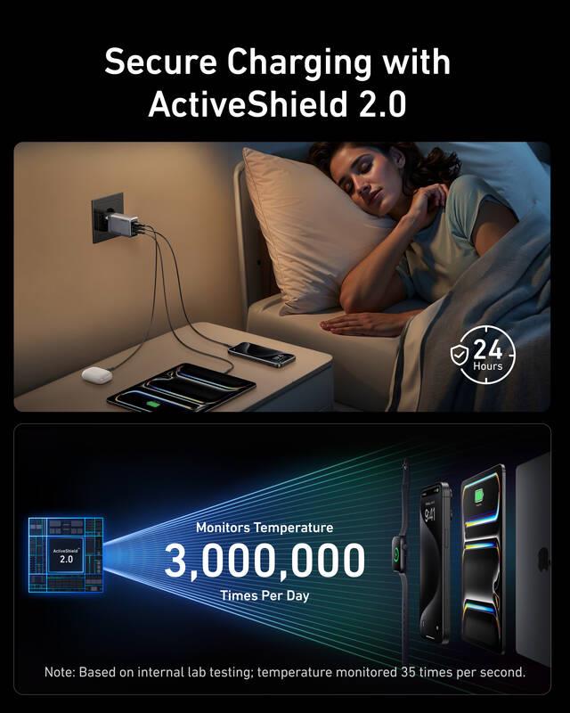 Nabíječka do sítě Anker Prime 100W, 2xUSB-C, 1xUSB-A stříbrná