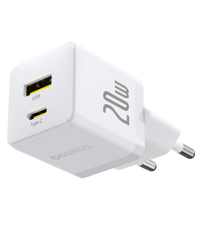 Nabíječka do sítě Baseus Palm 20W, 1xUSB, 1xUSB-C bílá