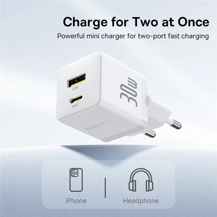 Nabíječka do sítě Baseus Palm 30W, 1xUSB, 1xUSB-C bílá