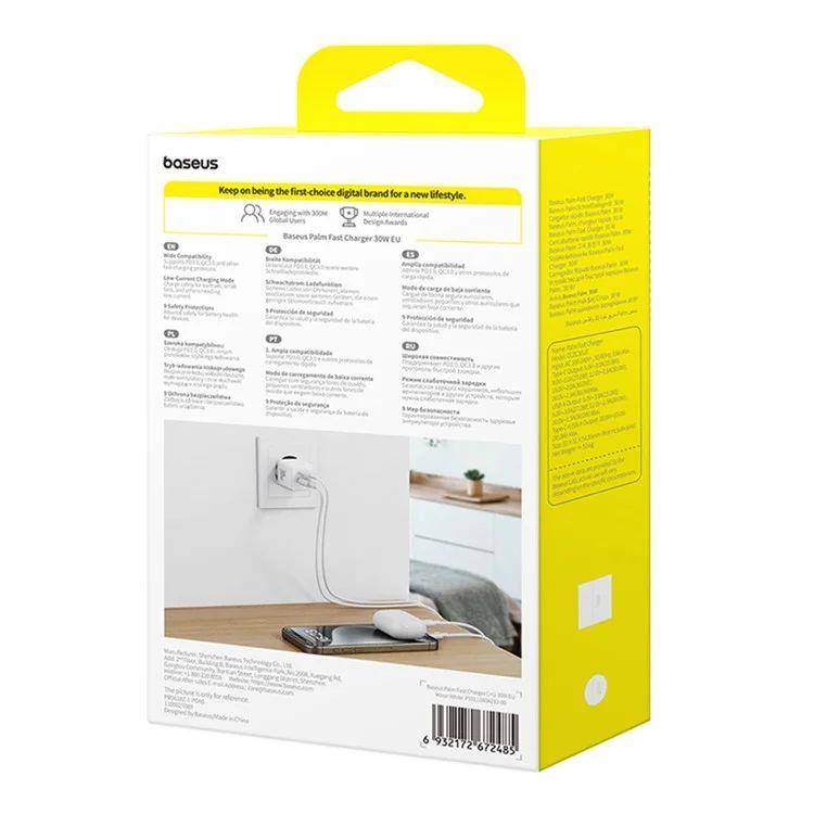 Nabíječka do sítě Baseus Palm 30W, 1xUSB, 1xUSB-C bílá