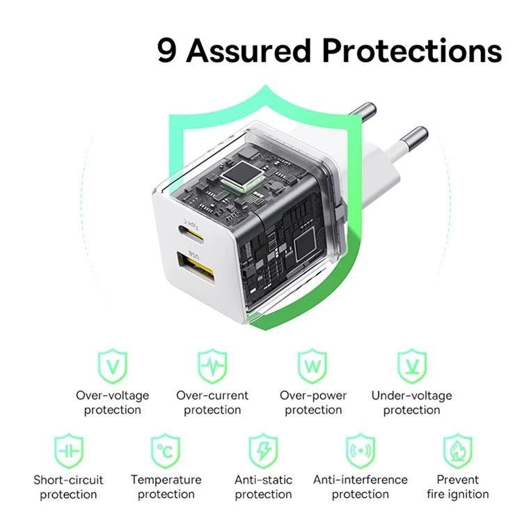 Nabíječka do sítě Baseus Palm 30W, 1xUSB, 1xUSB-C bílá