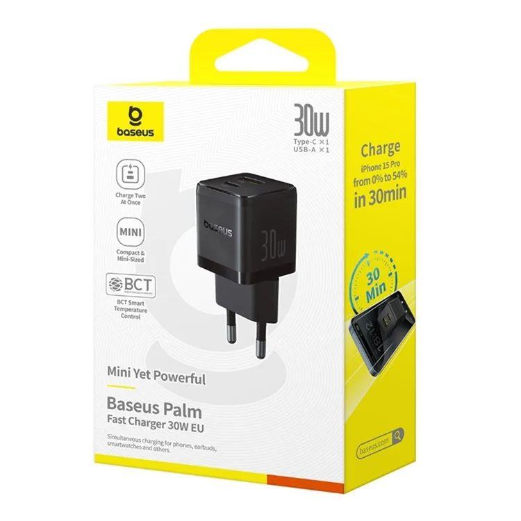 Nabíječka do sítě Baseus Palm 30W, 1xUSB, 1xUSB-C černá