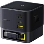 Nabíječka do sítě Baseus Super GaN 100W s navíjecím kabelem USB-C 82cm, 1xUSB, 2xUSB-C černá
