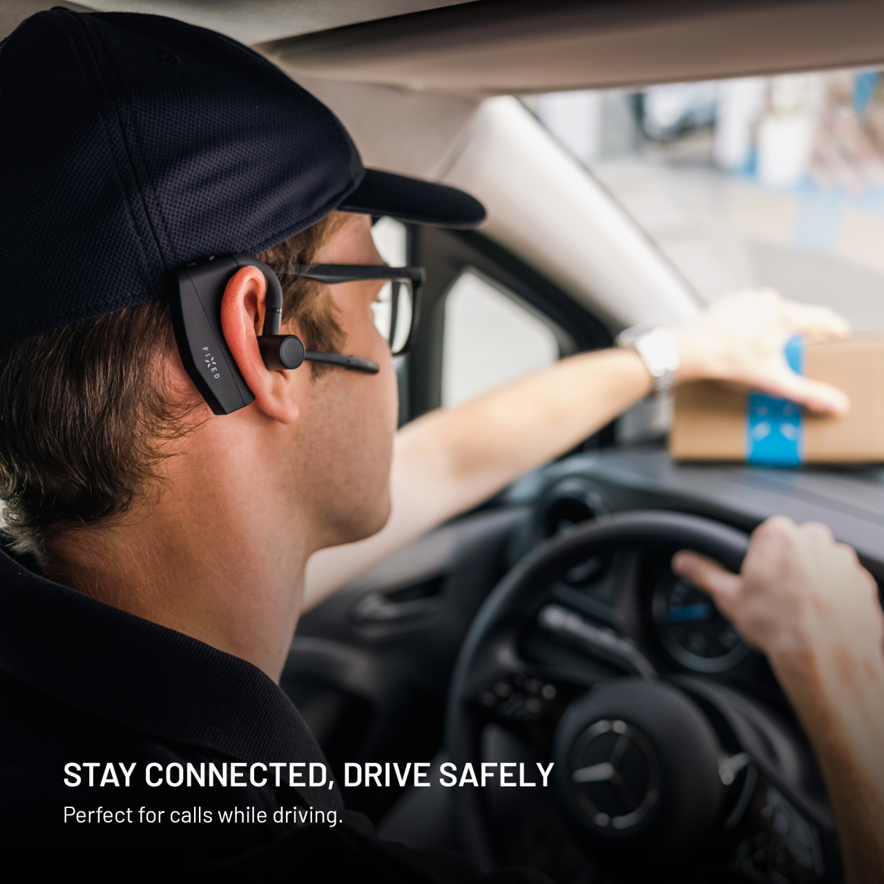 Náhlavná súprava Bluetooth FIXED Talk Pro s ENC a otvoreným dizajnom, čierna