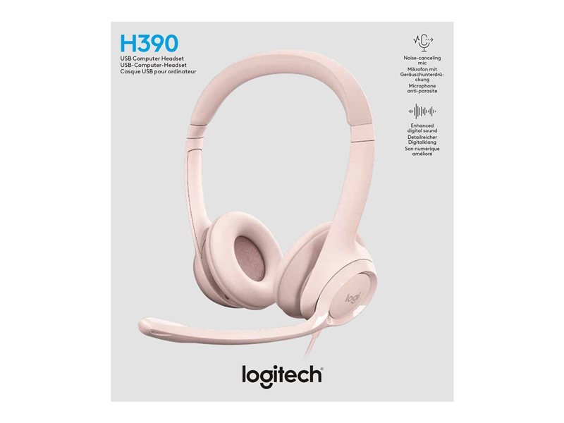 Náhlavná súprava Logitech USB H390, ružová