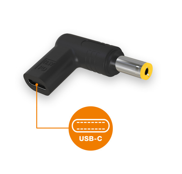 Napájací adaptér USB-C 5,5x2,5 mm pre notebooky Acer/Asus/HP/Lenovo/Toshiba