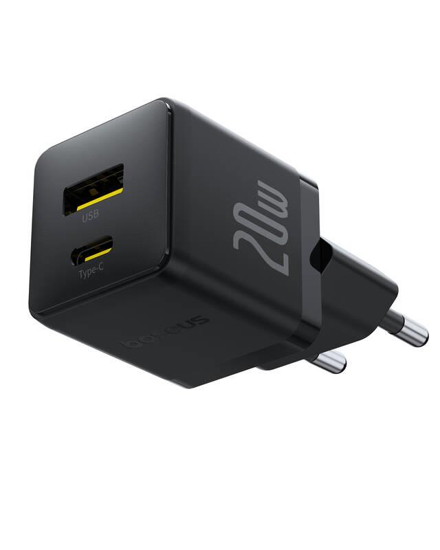 Napájacia nabíjačka Baseus Palm 20W, 1xUSB, 1xUSB-C čierna