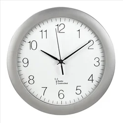 Nástenné hodiny Hama, rádiom riadené, priemer 30 cm, strieborné