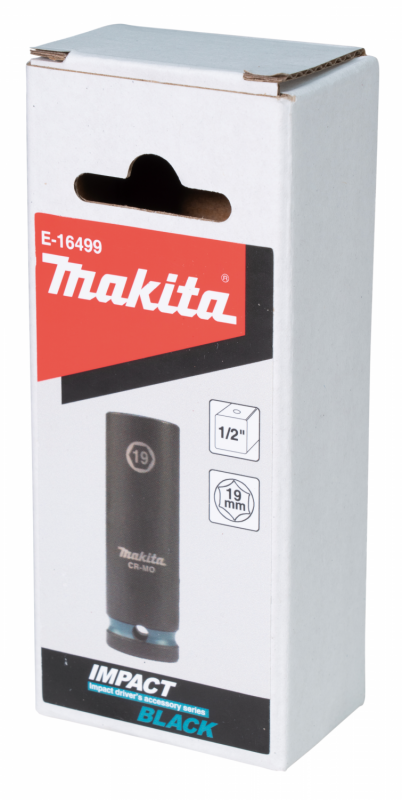 Nástrčný kľúč MAKITA predĺžený 1/2", štvorhranný, IMPACT BLACK, 19 mm