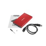 Natec externí box pro HDD 2,5” USB 3.0 Rhino Go, červený, hliníkové tělo
