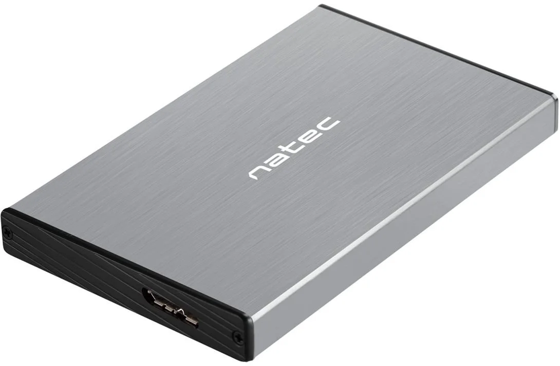 Natec externí box pro HDD 2,5” USB 3.0 Rhino Go, šedý, hliníkové tělo