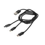 Natec vícekonektorový kabel 3v1 USB Micro + Lightning + USB-C, textilní opletení, 1m
