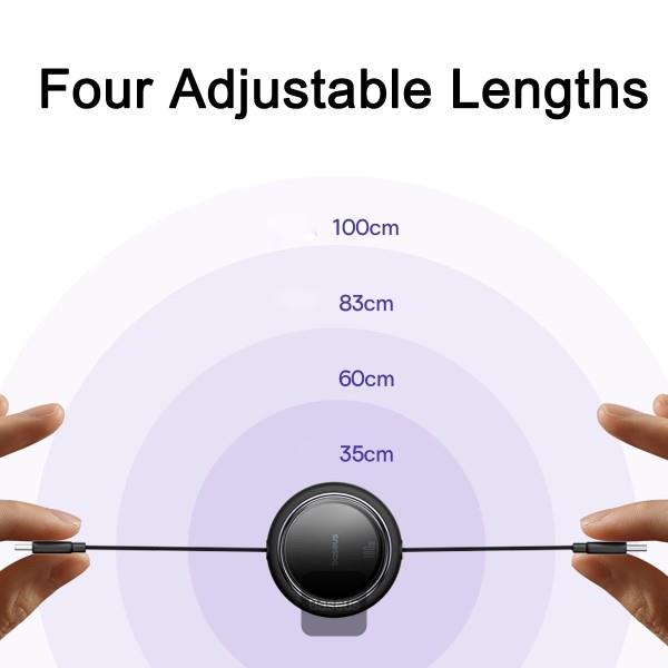 Navíjecí kabel Baseus Free2Draw USB-C/USB-C 1m 100W černý