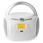 NEDIS CD přehrávač Boombox/ výkon 9 W/ napájení z baterie/ síťové napájení/ stereo/ BT/ FM/ USB/ bílý