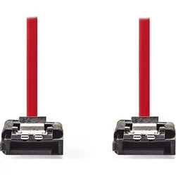 NEDIS datový kabel SATA 2.0/ červený/ se zámečkem/ 50cm