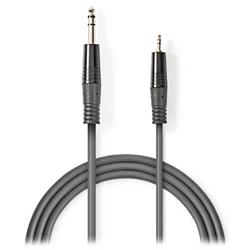 NEDIS stereo audio kabel/ 6,35 mm zástrčka - 3,5 mm zástrčka/ šedý/ 1,5m