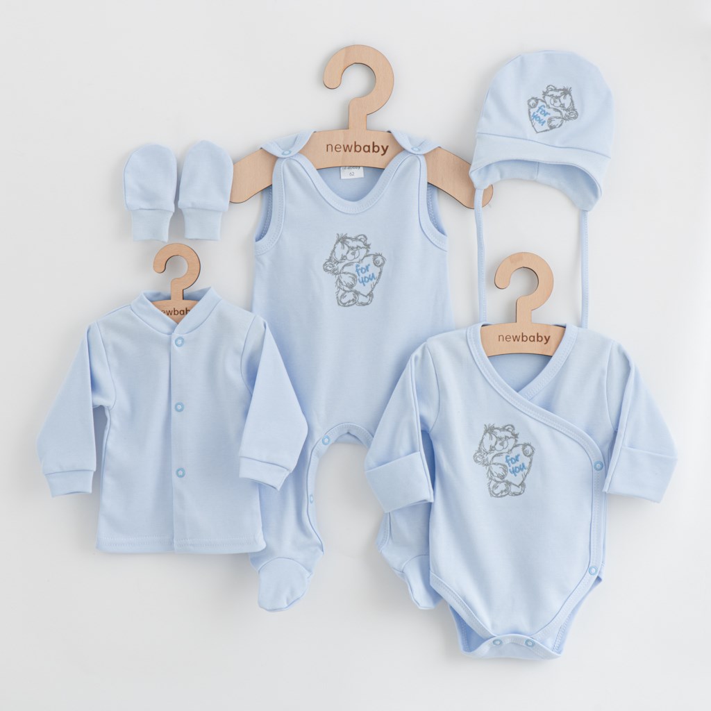 New Baby 5-dílná kojenecká soupravička do porodnice Classic modrá, vel. 50
