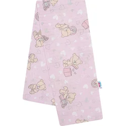 New Baby Bavlněná plena s potiskem růžová medvídek a srdíčko