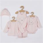 New Baby Kojenecká soupravička do porodnice Sweet Bear růžová, vel. 62 (3-6m)