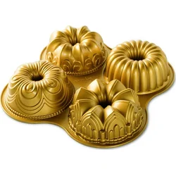 Nordic Ware Premium zlatá mini forma na tortu so 4 formami 9 šálok zlatá