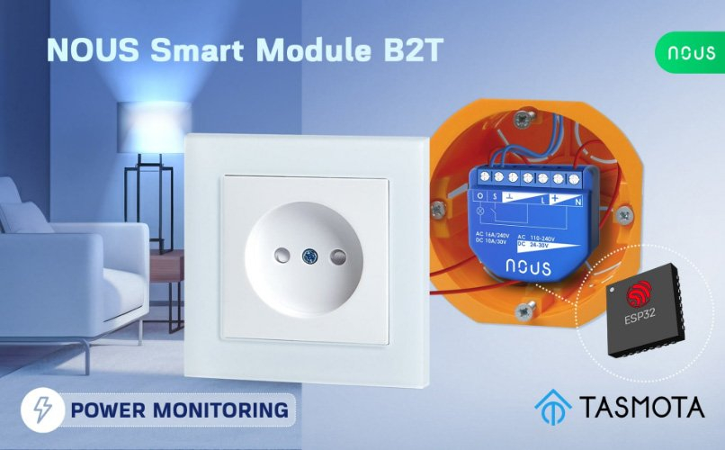 NOUS B2T WiFi Tasmota Smart 1kanálový spínač se sledováním spotřeby