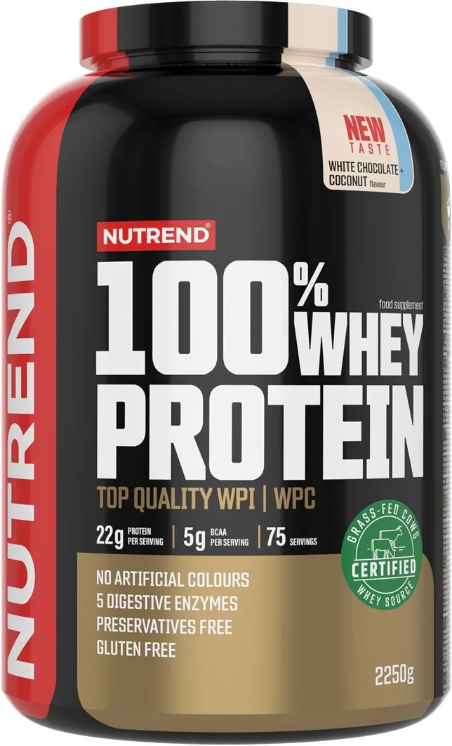 Nutrend 100% WHEY protein 2250 g, bílá čokoláda + kokos