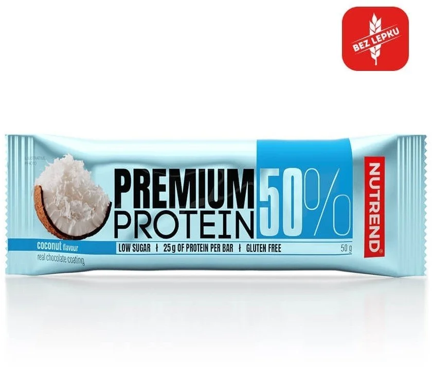 Nutrend PREMIUM PROTEIN bar 50% bílkovin 50 g, kokos