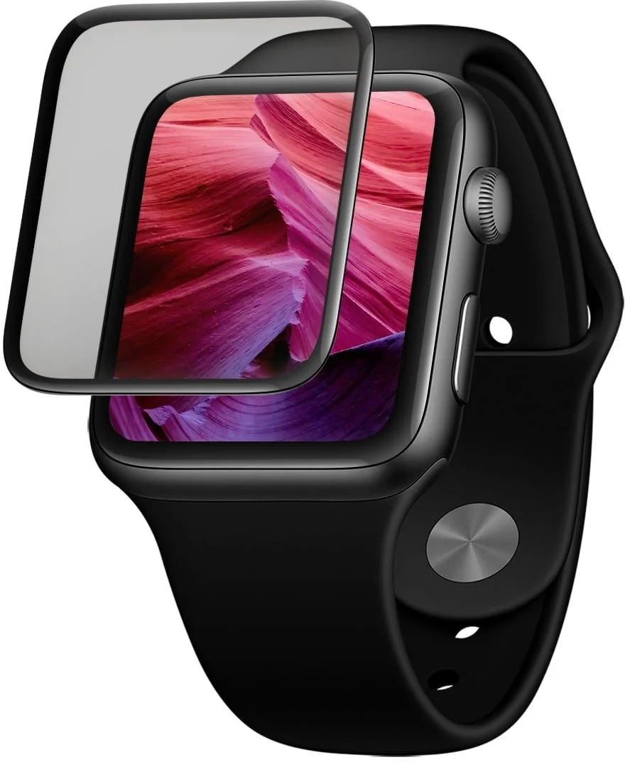 Ochranné tvrzené sklo FIXED 3D Full-Cover pro Apple Watch 42mm s aplikátorem, s lepením přes celý displej, černé