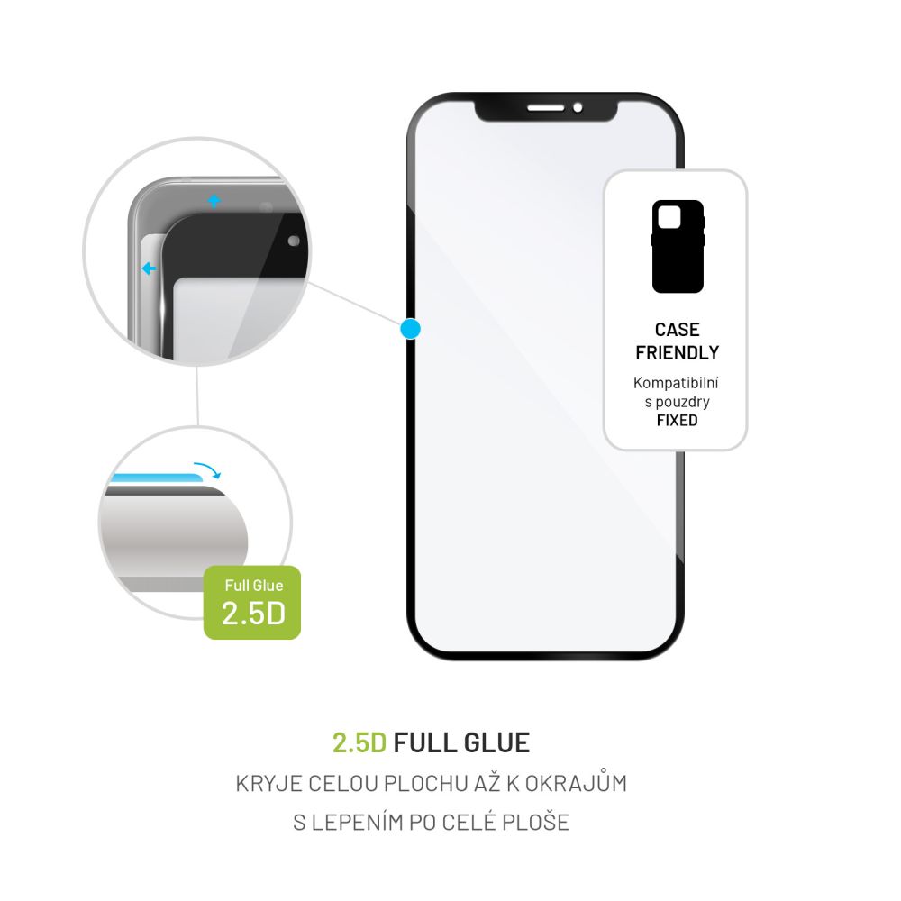 Ochranné tvrzené sklo FIXED Full-Cover pro Xiaomi Redmi Note 13 Pro 5G/POCO X6 5G, lepení přes celý displej, černé